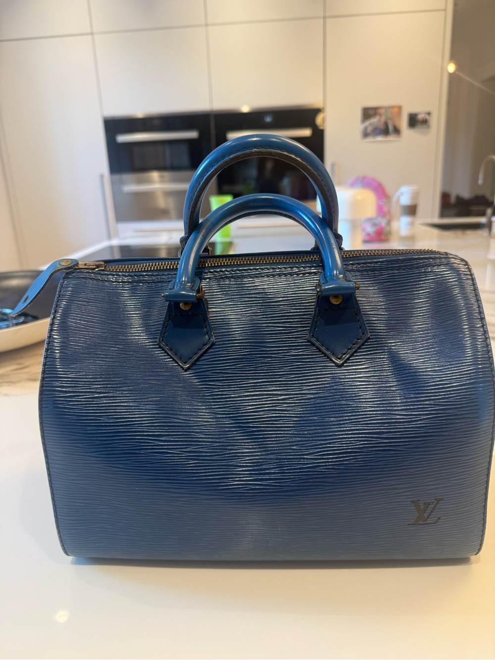 Louis Vuitton Blue Epi Leather Speedy 25 Handbag
